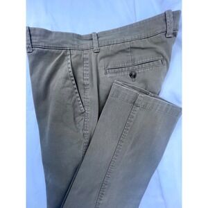 Saks Fifth Avenue Mens Chino Pants 33x30 Olive Taupe Flat Front Cotton Twill